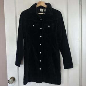 Vintage 90's Gap Long Sleeve Button Front Velvet Mini Dress